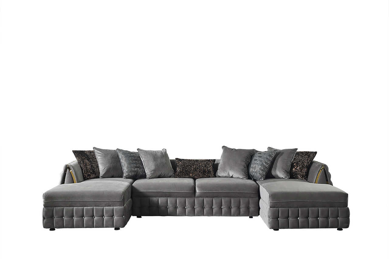room setting with Sicilya Grey Sectional sofa