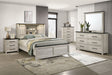 Loza White Bookcase LED Storage Bedroom Set bed with bookcase headboard showing LED lights and speakers
