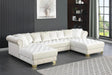 Main view of Jordan II Cream Velvet Tufted 3-piece sectional sofa