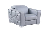 Close-up of Astra leather match upholstery with silver accent