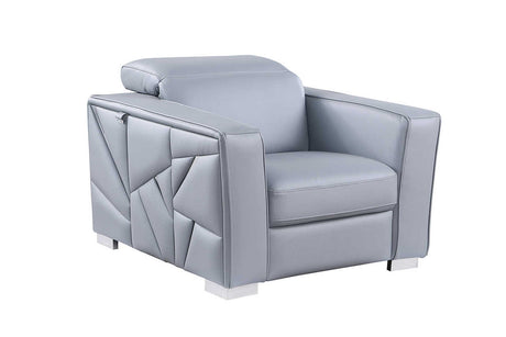 Close-up of Astra leather match upholstery with silver accent