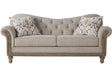 Sandstone Oyster Beige Tufted Fabric Sofa front angle