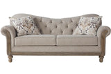 Sandstone Oyster Beige Tufted Fabric Sofa front angle