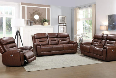 Rosewood Brown 3-piece power reclining sofa set front view