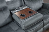 Rio Grande gray microfiber glider recliner angled view