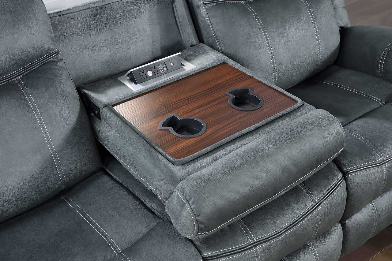 Rio Grande gray microfiber glider recliner angled view