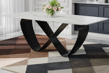 Close-up of white sintered stone table surface