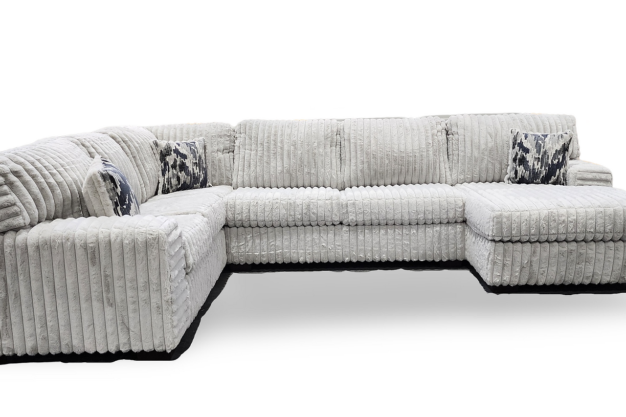 Side view of Austin Light Gray 3-Piece Sectional sofa