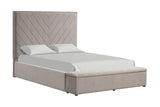 Full view of Mio Gray Upholstered King Panel Bed