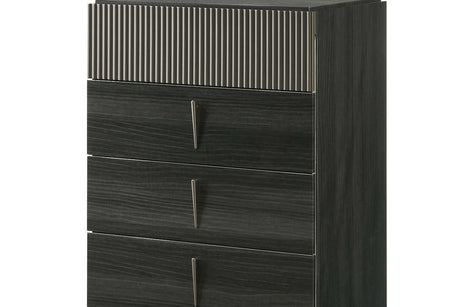 Raven Dark Gray Chest angled view showing drawers