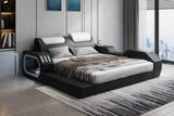 Matrix Black Modern Leather Queen Bed - Ella Furniture