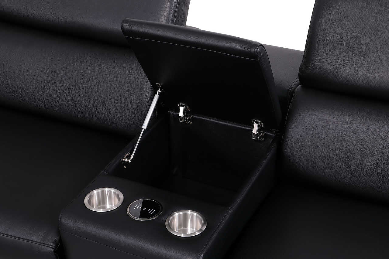 Detail of power headrest controls on Picasso sectional