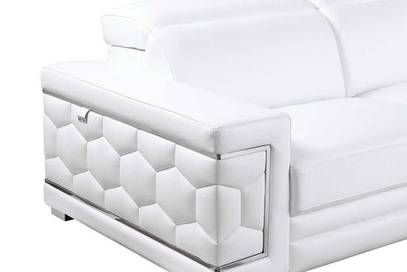 Living room view with Favo White Leather Sectional sofa