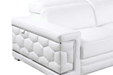 Close-up detail view of Favo White Leather Living Room Set