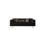 Close-up of Luma Black Chair armrest and upholstery