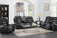 Phoenix II black faux leather sofa with cupholders