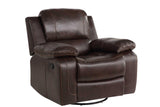 Nova Brown Reclining Loveseat showing reclining mechanism