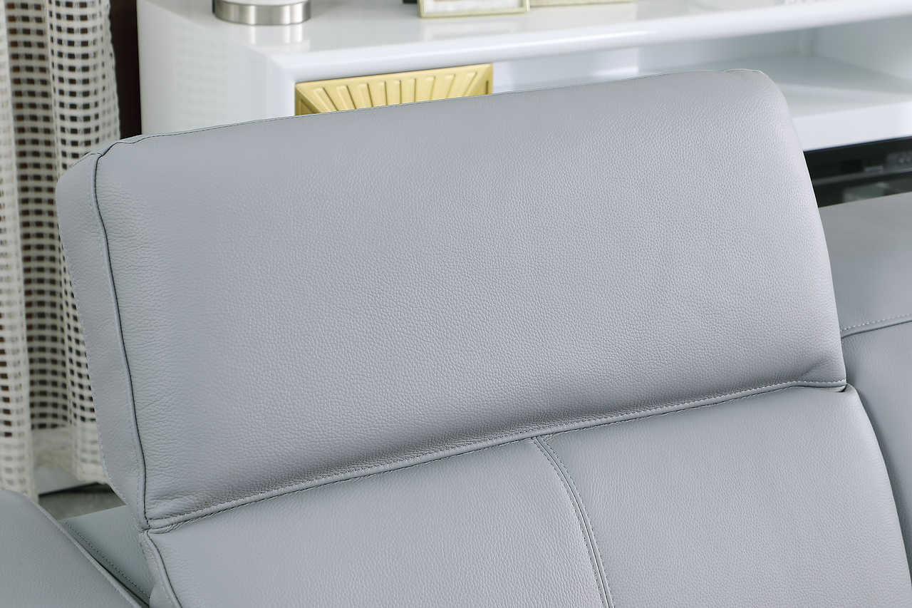 Franco sectional back view in light blue leather