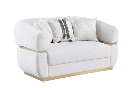 Carmela cream velvet living room set frontal view