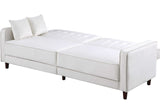 Side angle of cream sofa loveseat bed