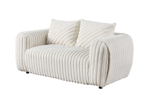 Eli White Stripe Fabric Living Room Set main angle