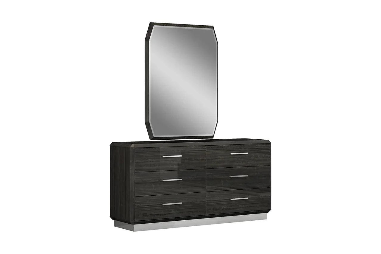Dion dark gray modern 2-drawer nightstand drawer handles close-up