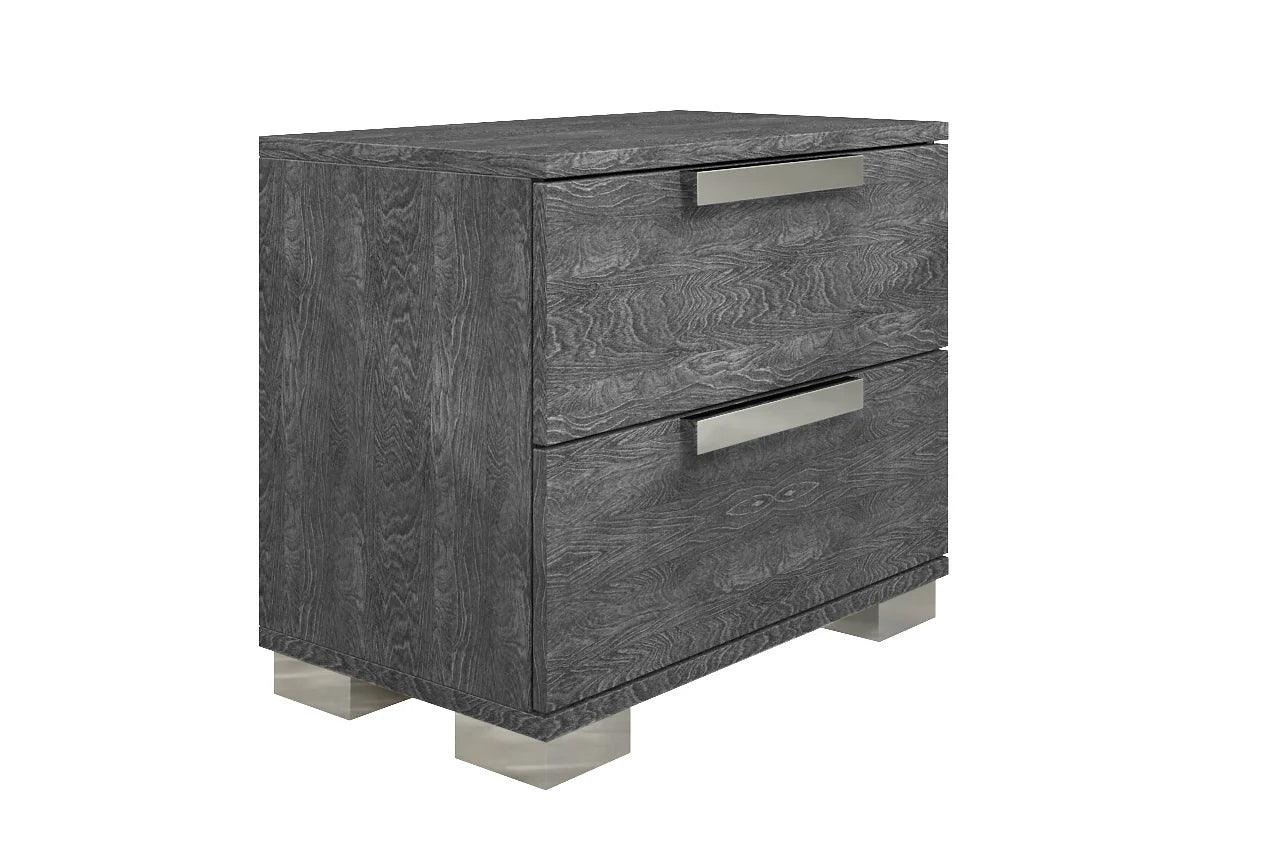 Sarah Rhombus Grey Upholstered Panel Bedroom Set bed front perspective