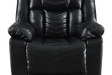 Rocker recliner in black leather gel upholstery