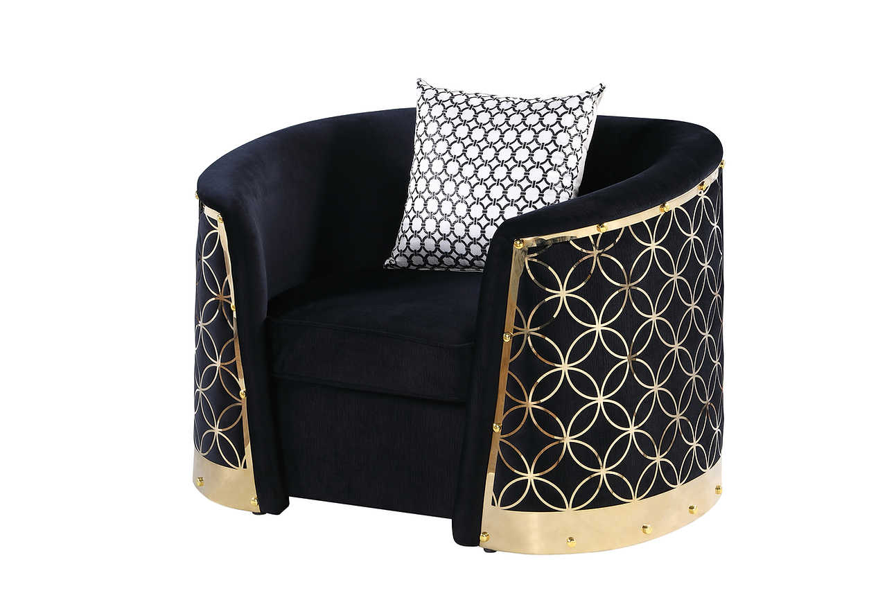 Side angle of Athena Black Living Room Set