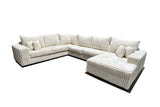Texan Ivory Corduroy Ottoman corner detail