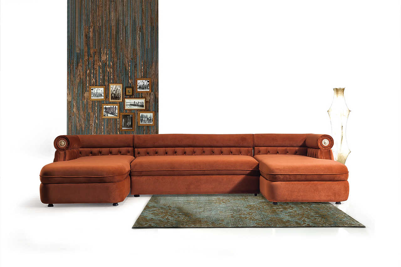 Brooklyn Orange Sectional sofa front angle