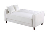 Side view of cream loveseat sofa bed