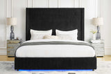 Belinda Black LED Upholstered Platform King Bed front view