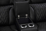Close-up of sofa LED lighting feature and cupholder