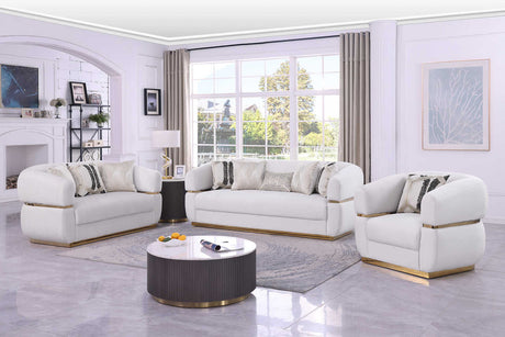 Carmela cream velvet living room set main view
