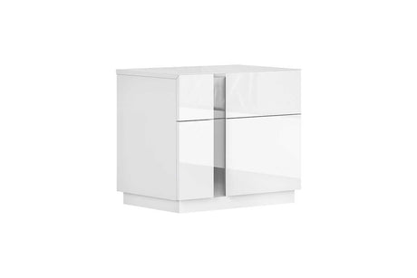 Chloe White Gloss Modern Nightstand front view