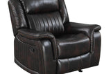 Lavon Brown modern wood frame details on reclining sofa