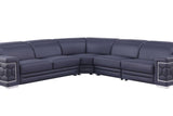 Favo Dark Navy Italian Leather Sectional Sofa side angle