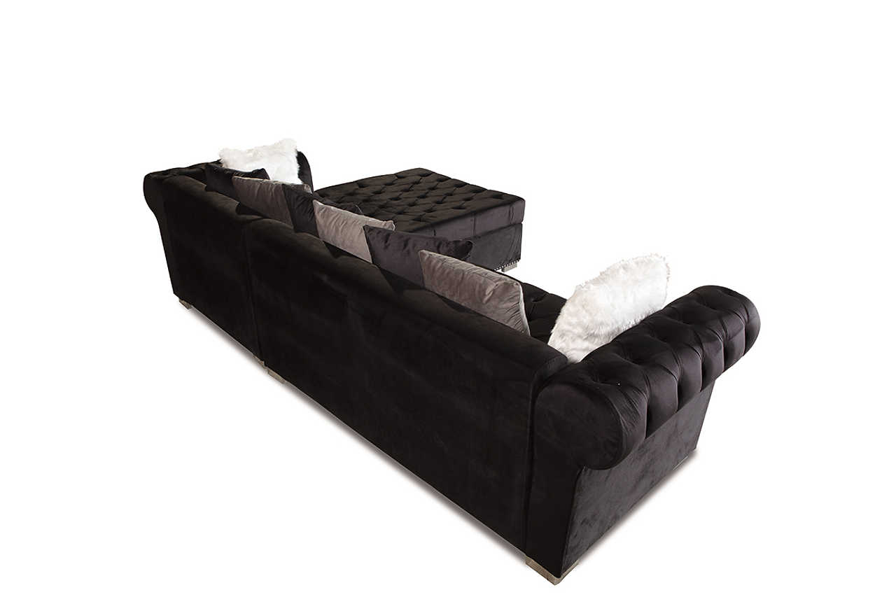 Living room scene with Milan Black Sectional sofa