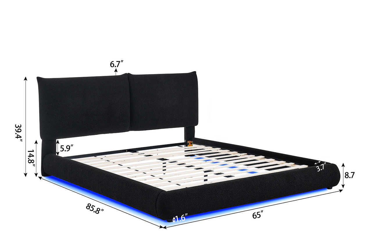Multi-color LED lighting on Zima black king platform bed