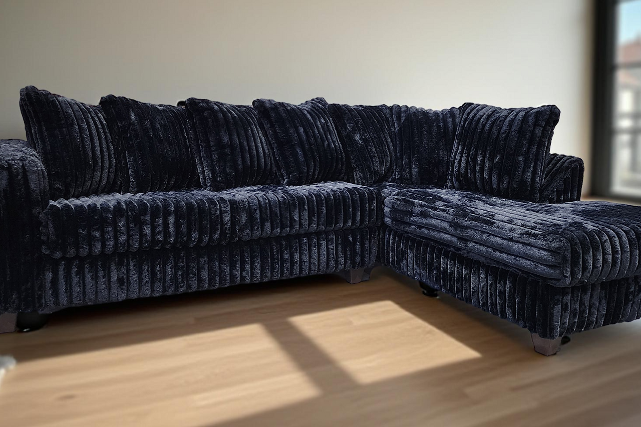 Main view of Gia Black 2-Piece Sectional sofa in black fabric