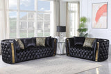 side view of Roka Black Tufted Reclining Living Room Set furniture
