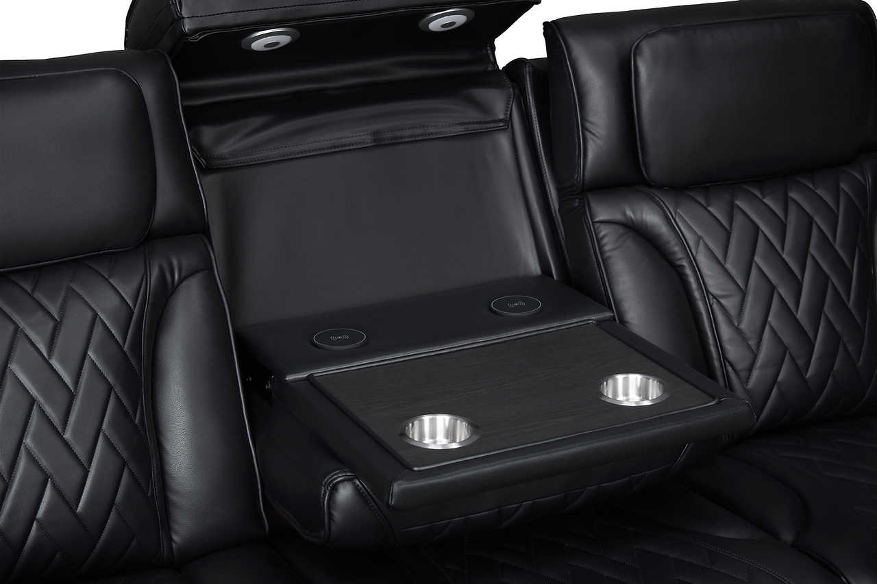 Power recliner chair in black Air Leather from Skyline collection