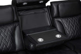 Power reclining black leather recliner with LED base lighting