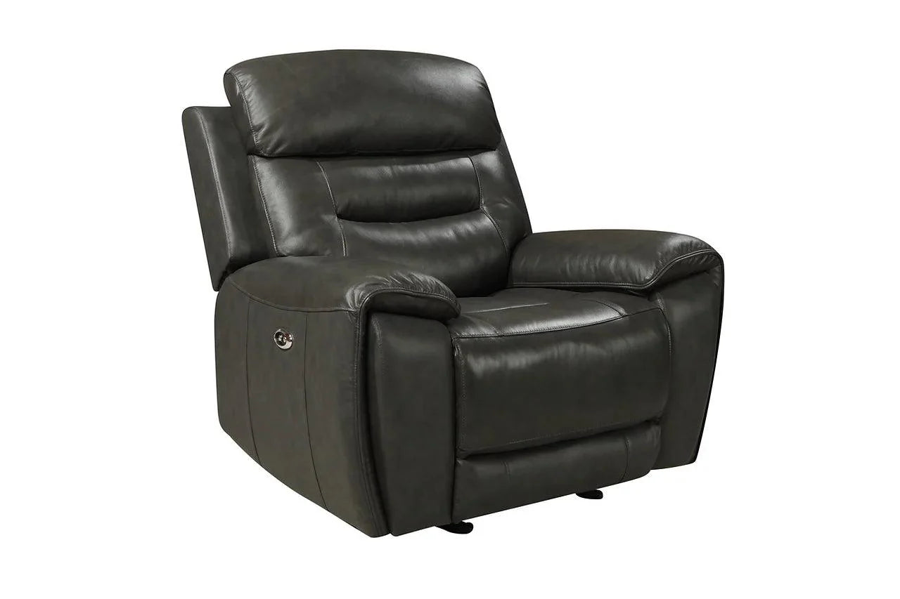 Overall view of Rosewood Grey reclining sofa and loveseat set