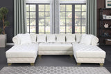 Side view of Jordan II Cream Velvet Tufted Sectional Sofa