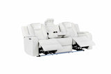 Eclipse white air leather power reclining loveseat side view