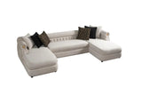 Brooklyn Cream Fabric Tufted Sectional sofa detailed fabric close-up