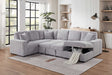 Main view of Raha Grey Fabric Storage Sectional with pull-out bed