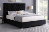 Front view of Rose Black Upholstered Tufted Queen Bed